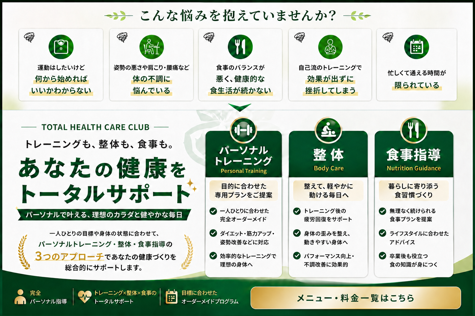 TOTAL HEALTH CARE CLUBのトータルサポート